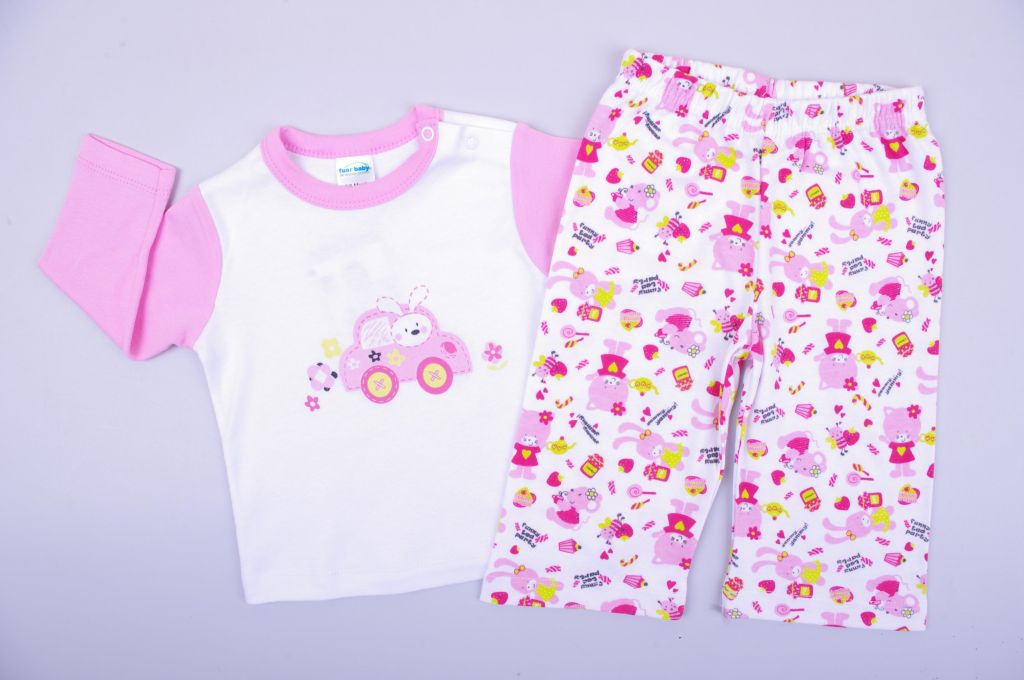 Бебешка пижама момиче дълъг ръкав, бял цвят