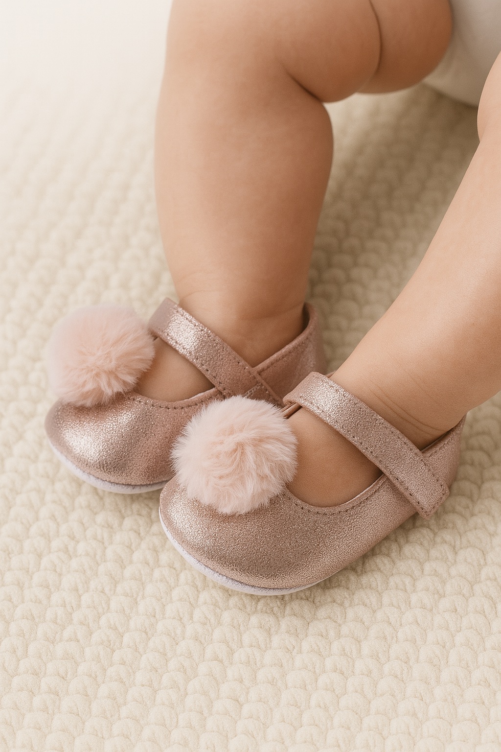 Бебешки декоративни обувки за момиче, розов цвят