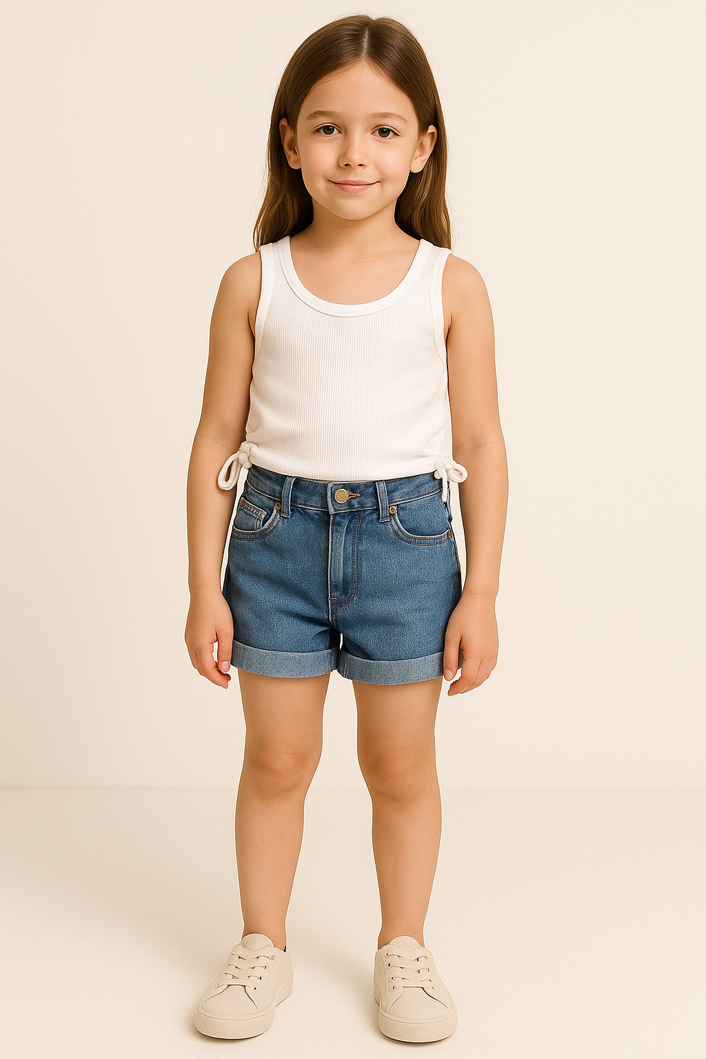 Детски потник момиче, бял цвят