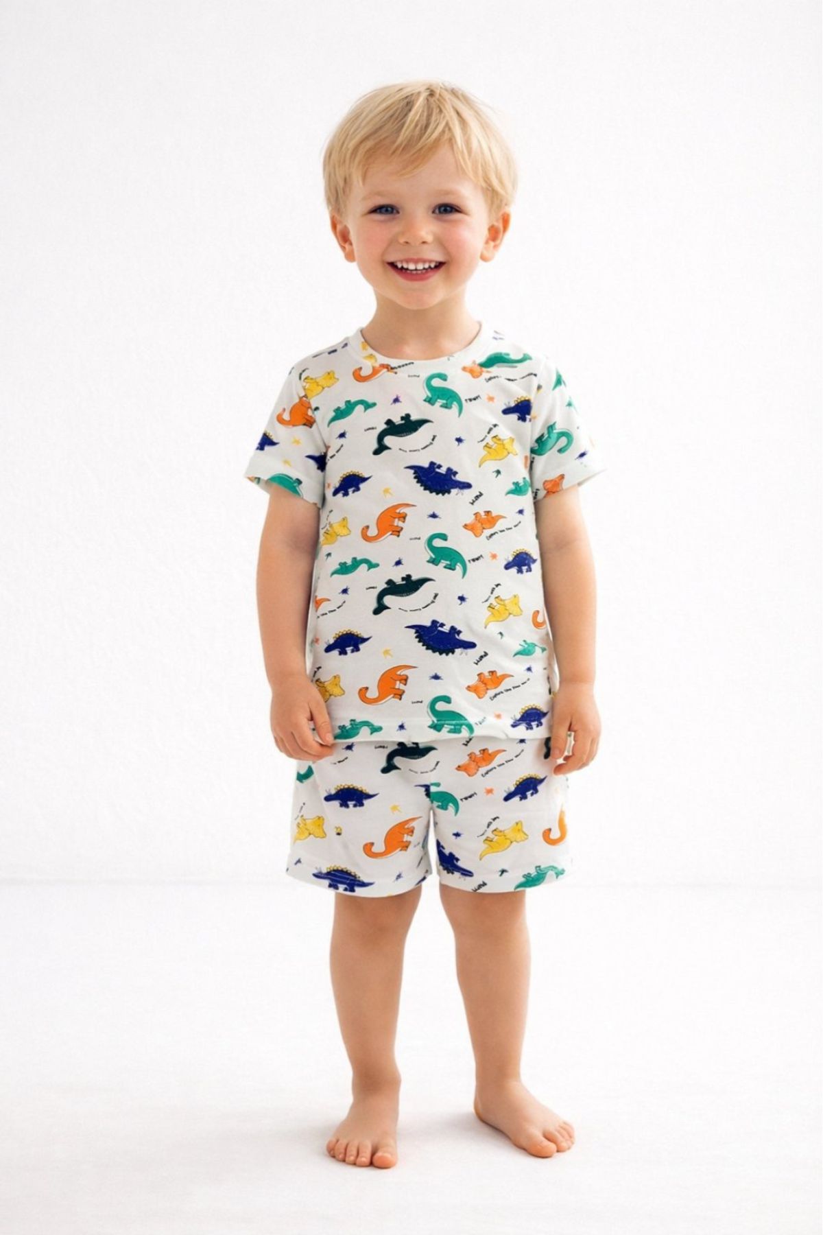 Детска пижама за момиче с къс ръкав, светло сив цвят