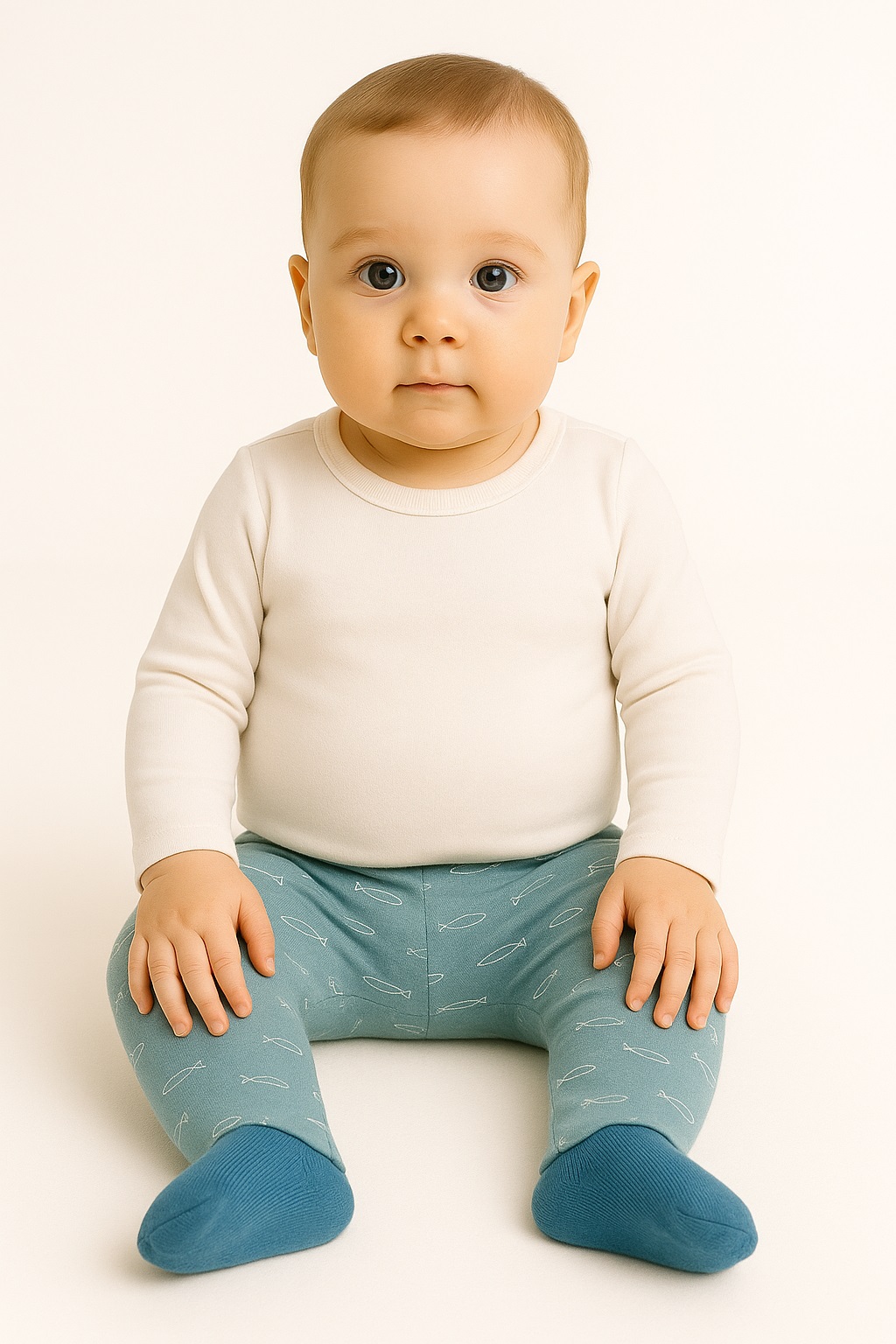 Бебешки ританки от органичен памук, син цвят