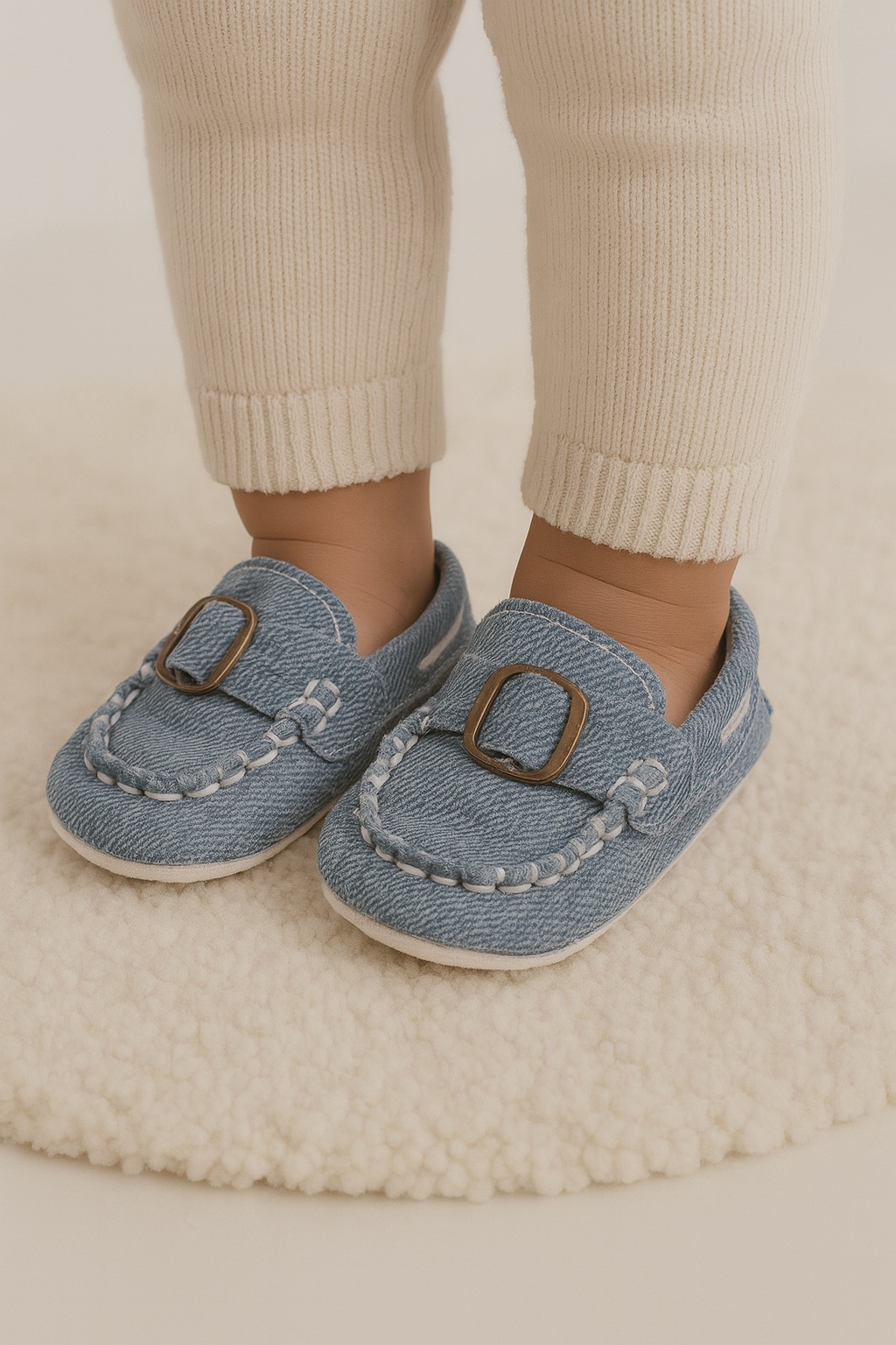 Бебешки декоративни обувки, син цвят