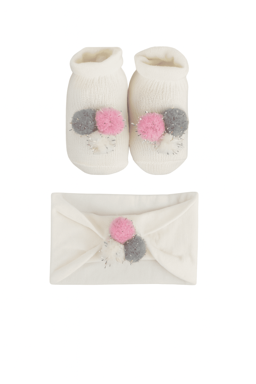 Бебешки чорапки с лента, цвят екрю