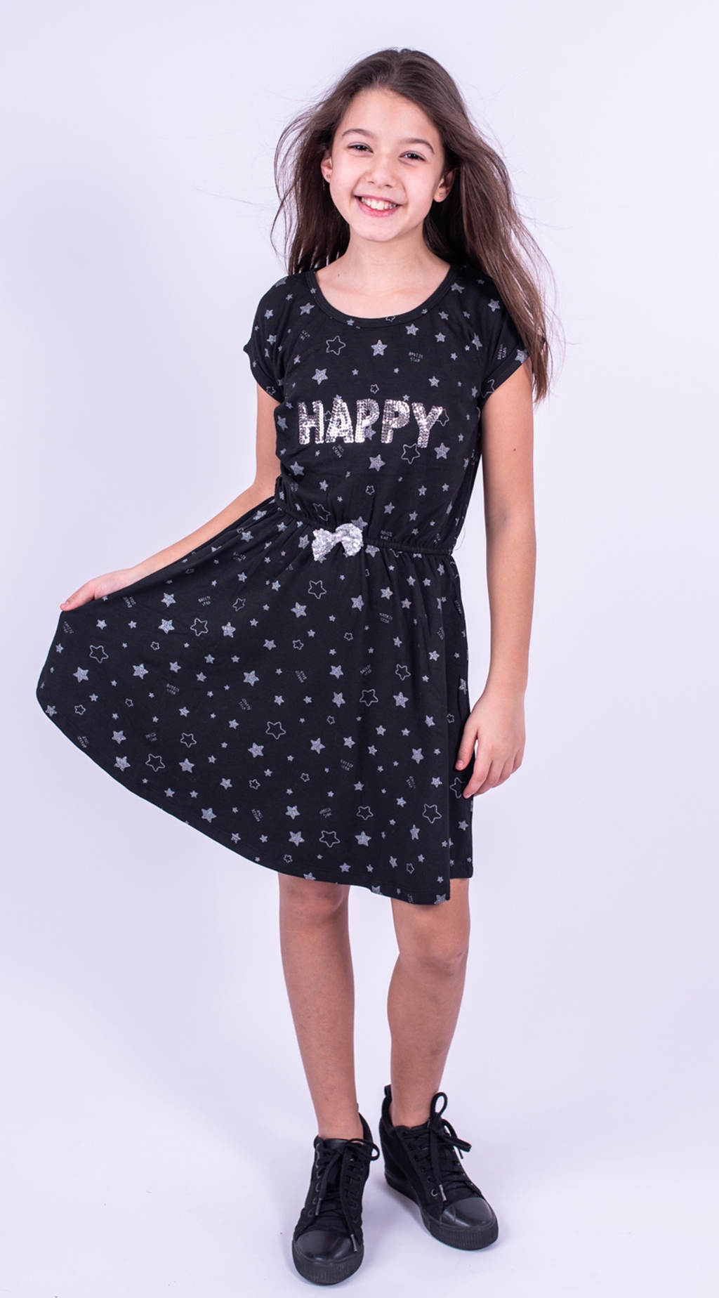 Детска рокля къс ръкав,черен цвят