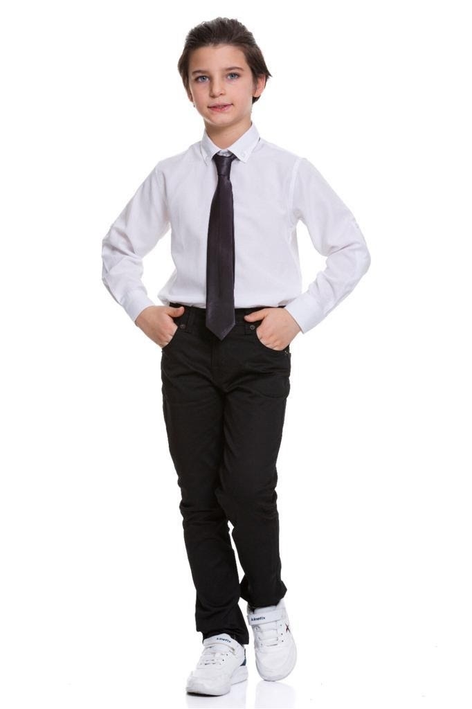 Детска риза за момче с дълъг ръкав,бял цвят