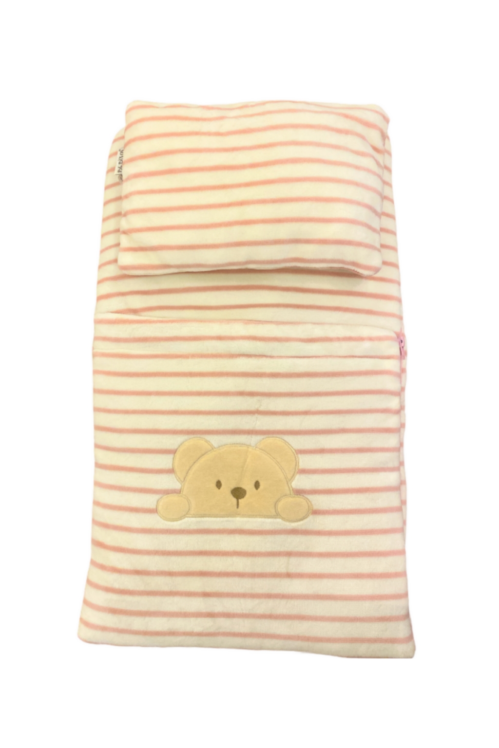 Детски комплект за количка момиче с мече, розов цвят