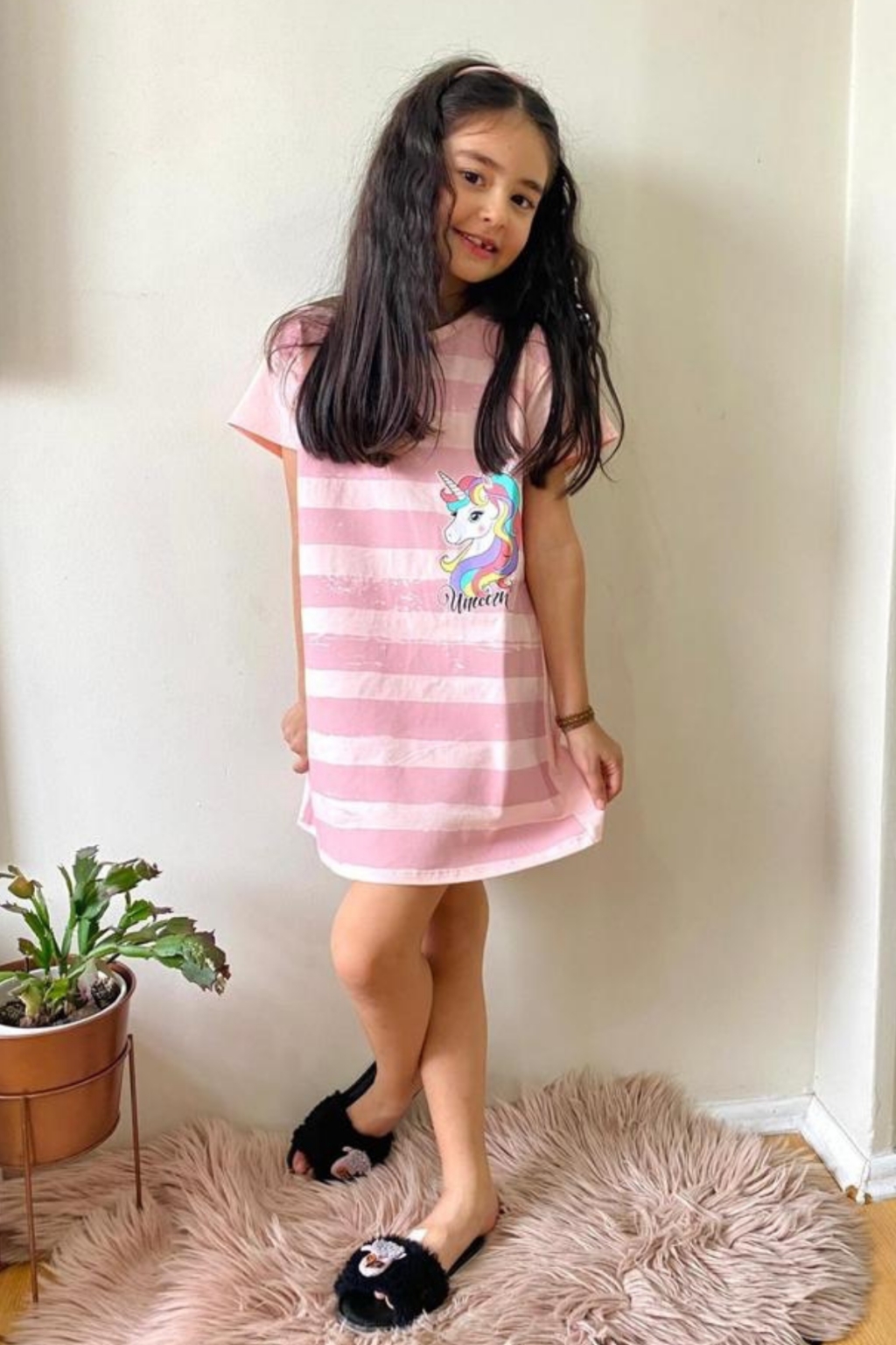 Рокля къс ръкав с еднорог