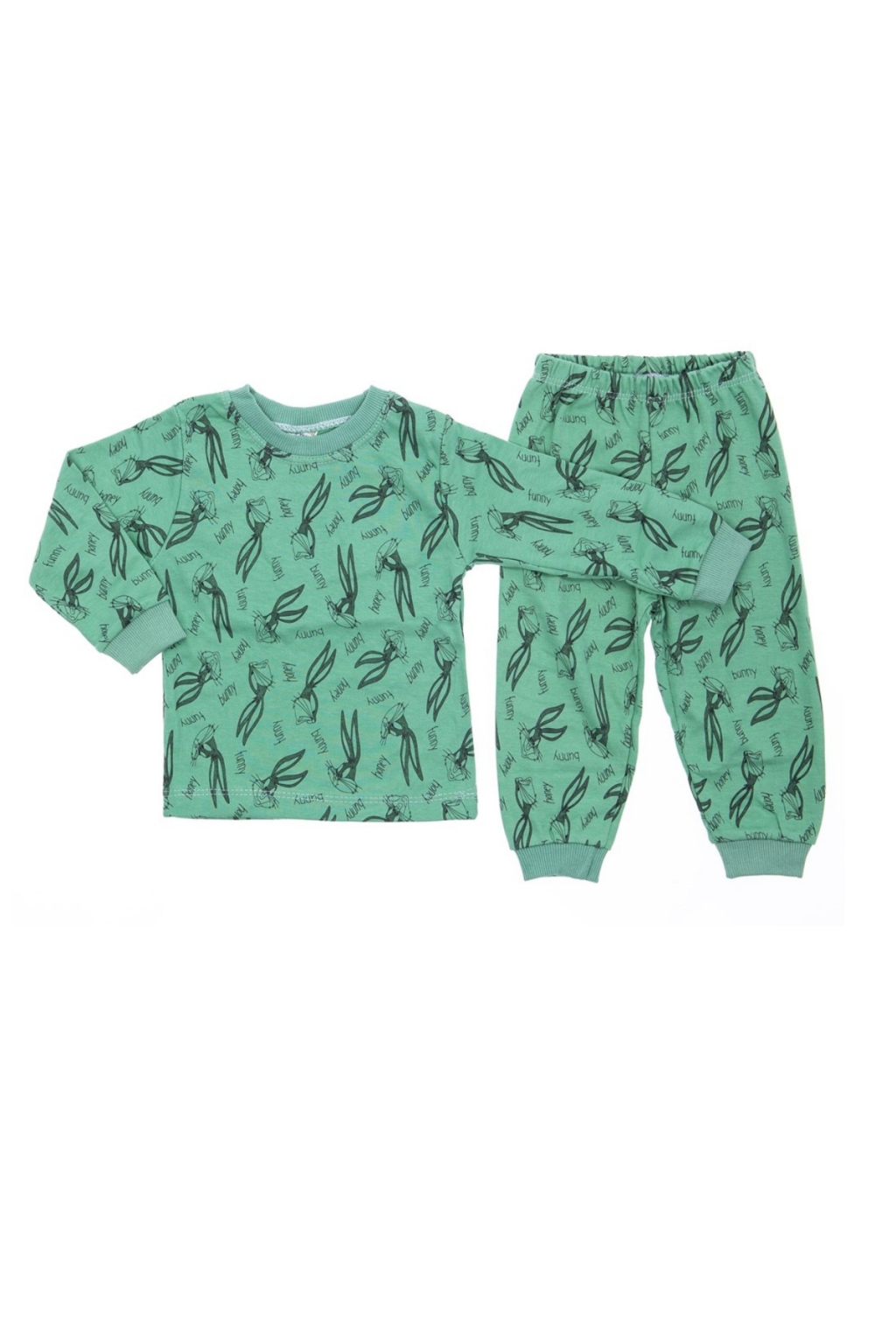 Детска пижама дълъг ръкав, зелен цвят