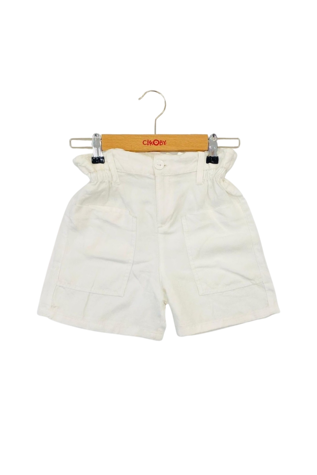Детски къси панталонки момиче, цвят екрю