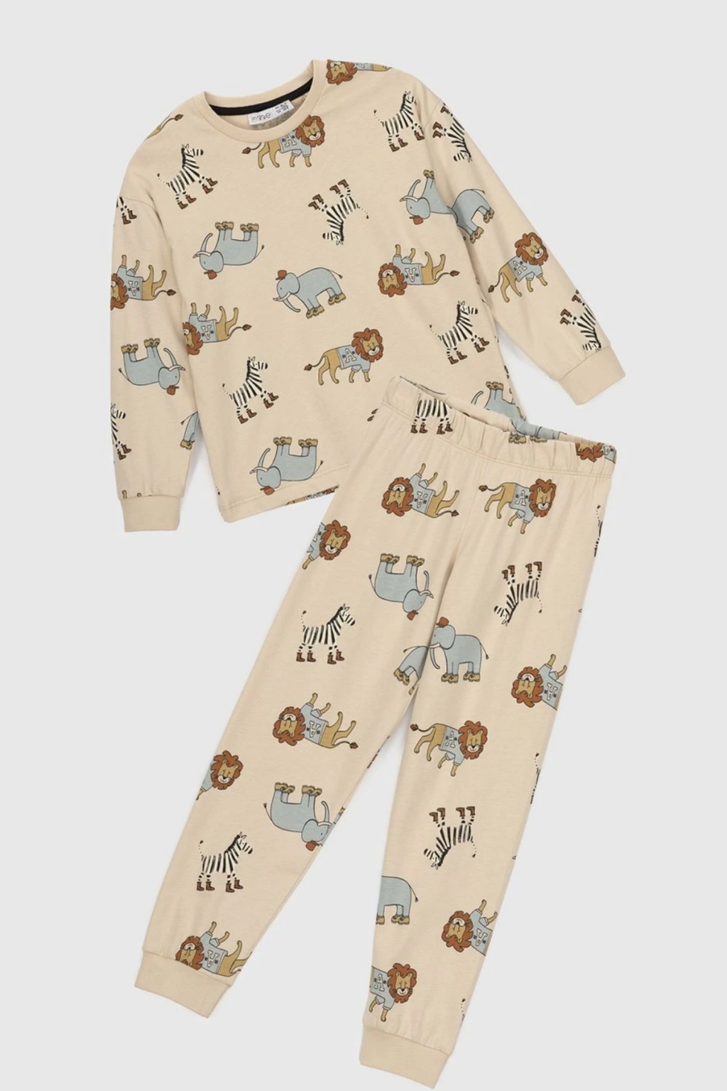 Детска пижама момче дълъг ръкав, бежов цвят